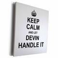 3dRose Keep Calm and Let Devin Handle it - funny personal... - Museum Grade Canvas Wrap (cw_233239)