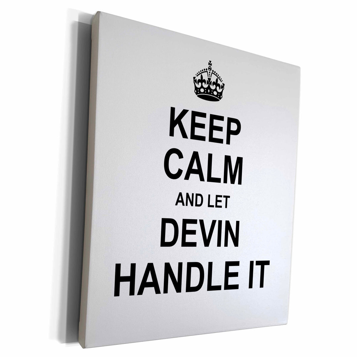 3dRose Keep Calm and Let Devin Handle it - funny personal... - Museum Grade Canvas Wrap (cw_233239)