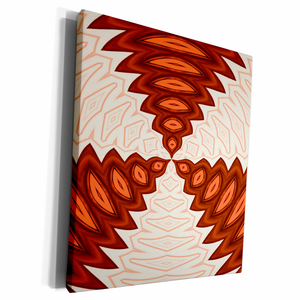3dRose SmudgeArt Pattern Designs - Kaleidoscope Waves Orange - Museum Grade Canvas Wrap (cw_23384)