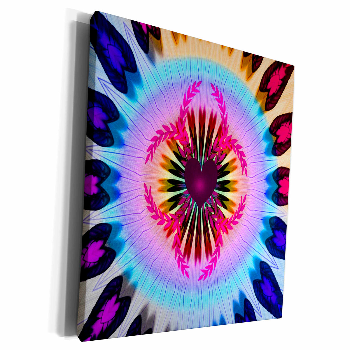 3dRose SmudgeArt Pattern Designs - Kaleidoscope Smurf Blue - Museum Grade Canvas Wrap (cw_23389)