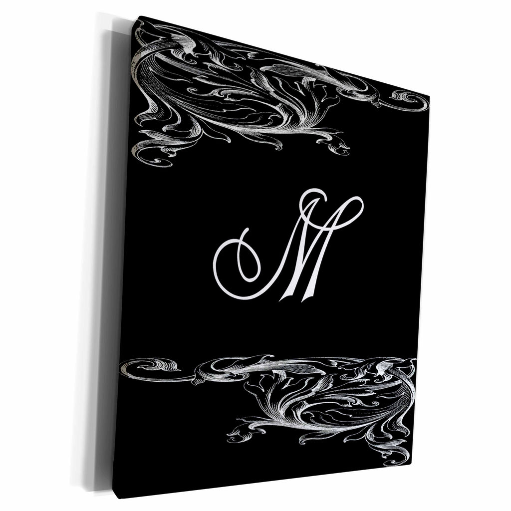 3dRose Image of Scrolly Victorian Style Letter M - Museum Grade Canvas Wrap (cw_234328)
