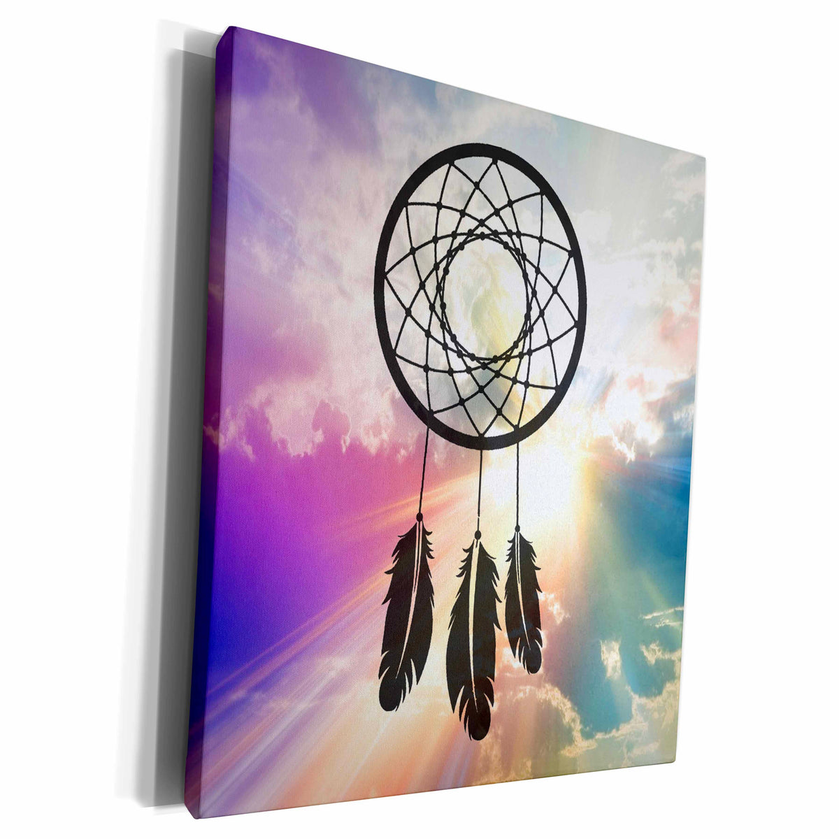 3dRose DREAM CATCHER MULTICOLOR SUNRAY CLOUDS BACKGROUND - Museum Grade Canvas Wrap (cw_234429)