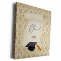3dRose Graduation Cap on Scroll, Gold Damask Design, Class... - Museum Grade Canvas Wrap (cw_234595)