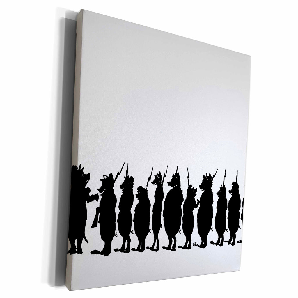 3dRose TNMGraphics Animals - Pig Army - Museum Grade Canvas Wrap (cw_23462)