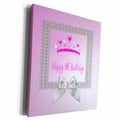 3dRose Princess Crown Beautiful Silver Frame, White Bow,... - Museum Grade Canvas Wrap (cw_234624)