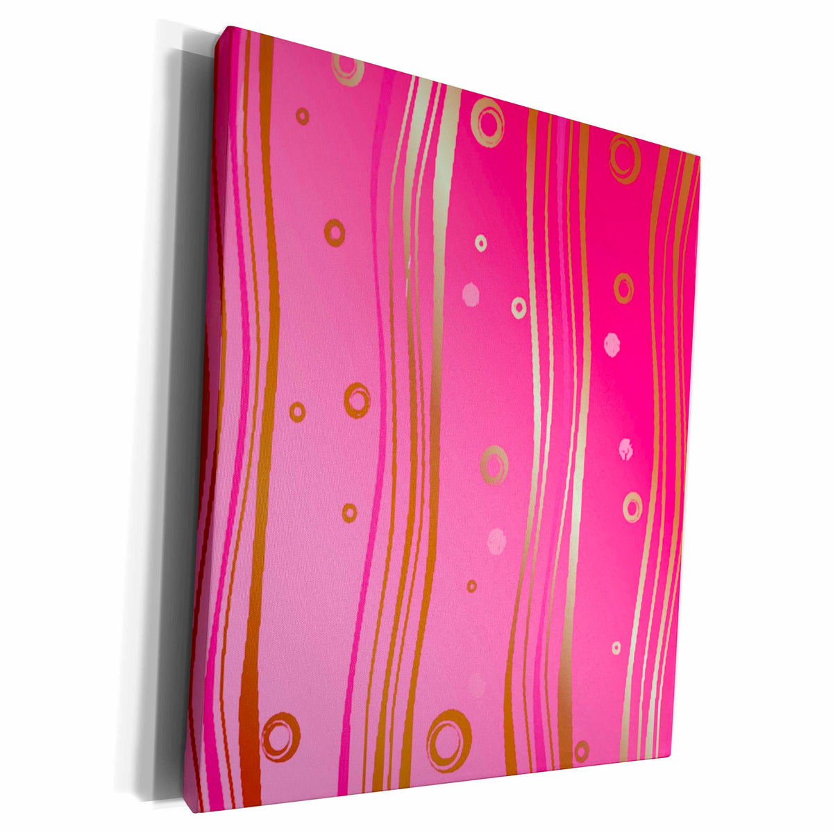 3dRose TNMGraphics Patterns - Golden Waves on Pink - Museum Grade Canvas Wrap (cw_23465)