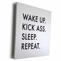 3dRose WAKE UP. KICK ASS. SLEEP. REPEAT. - Museum Grade Canvas Wrap (cw_235353)