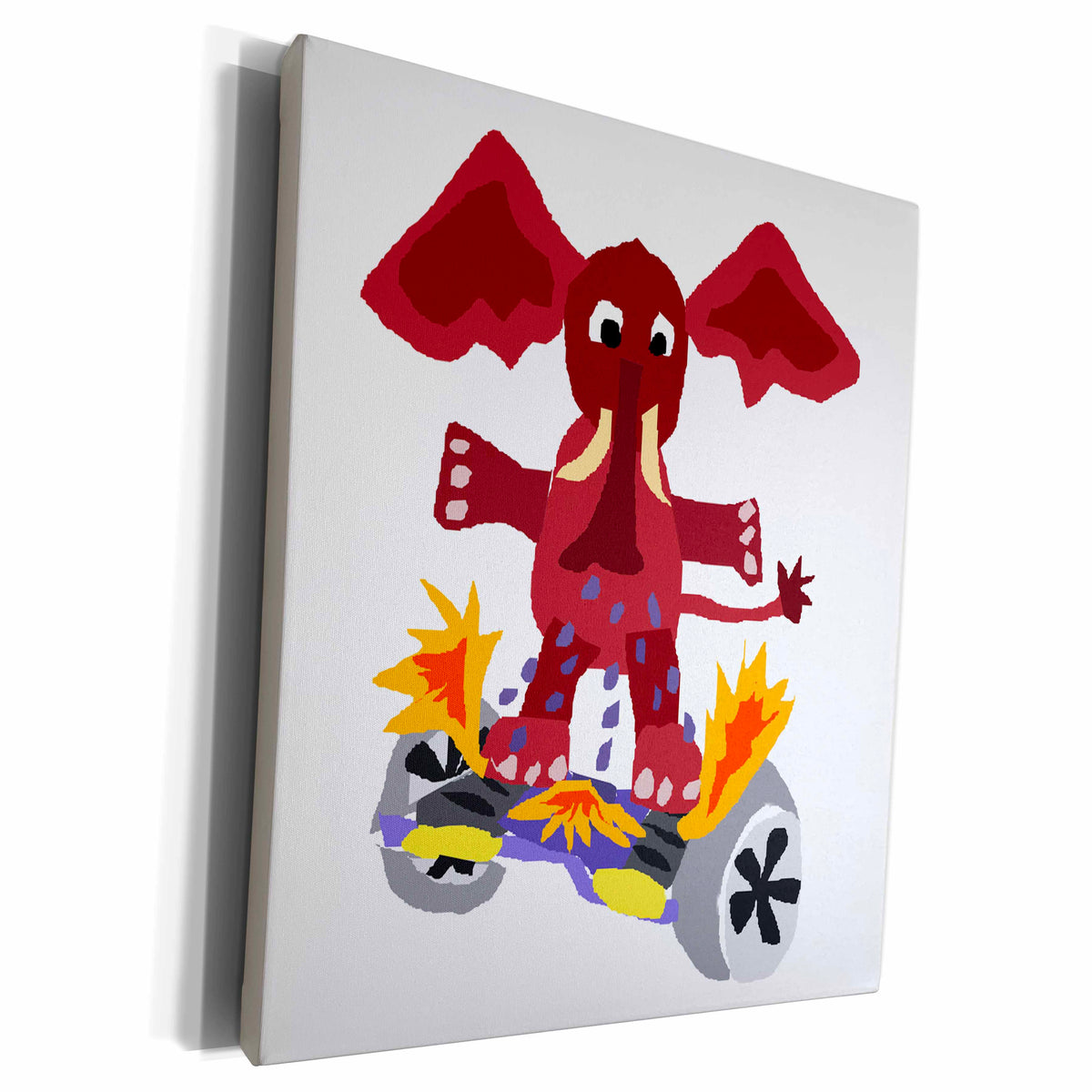 3dRose Funny Elephant on Hoverboard Putting Out Fire - Museum Grade Canvas Wrap (cw_235514)