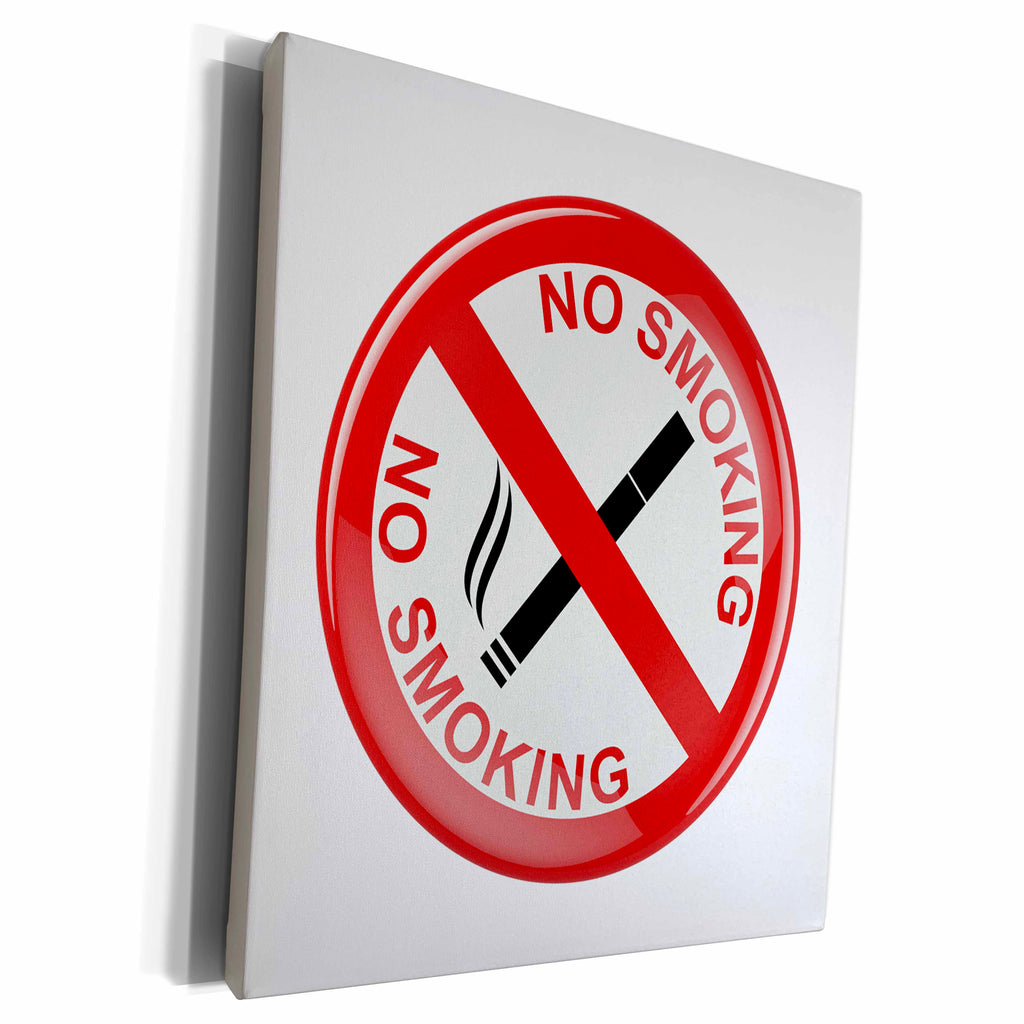 3dRose Round stop smoking sign - Museum Grade Canvas Wrap (cw_235517)