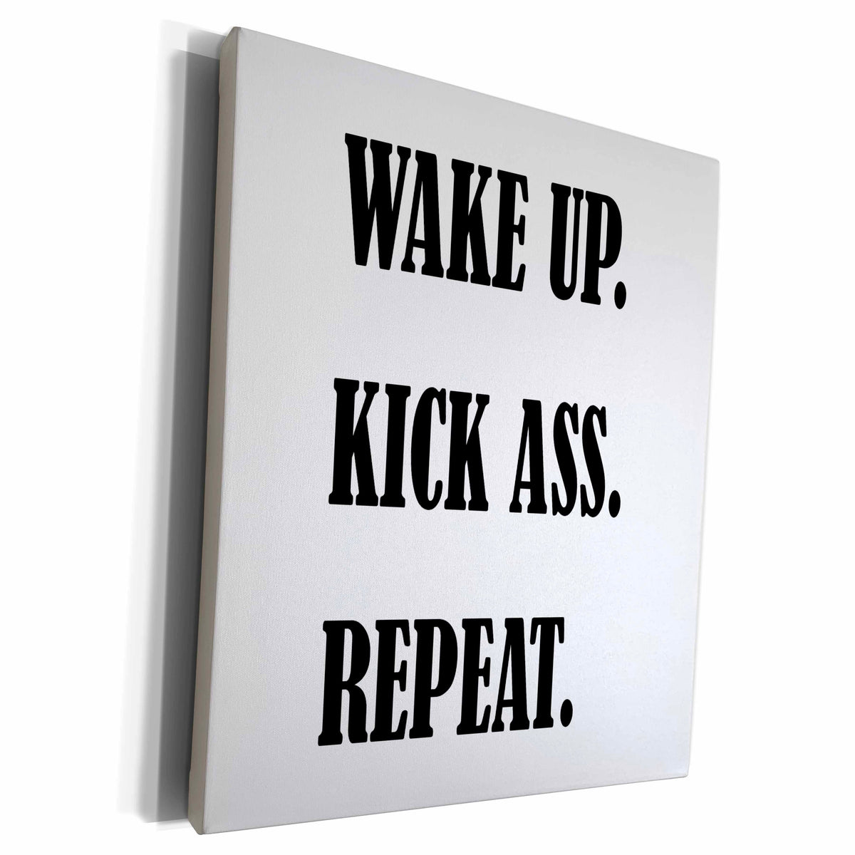 3dRose WAKE UP. KICK ASS. REPEAT. - Museum Grade Canvas Wrap (cw_235527)