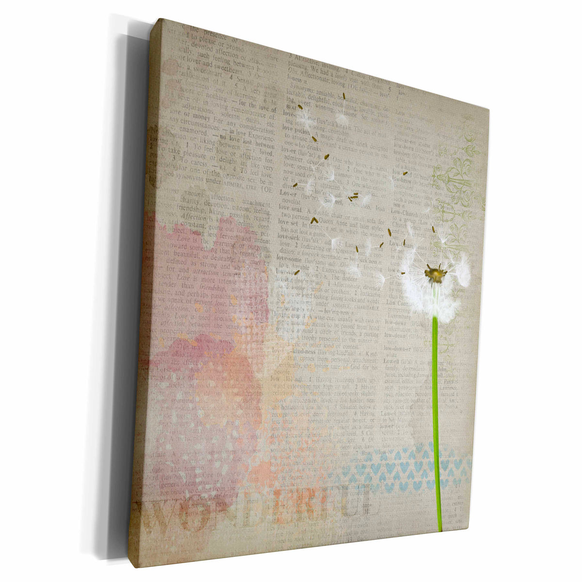 3dRose Vintage Sheet with Dandelion Flower Design - Museum Grade Canvas Wrap (cw_240167)