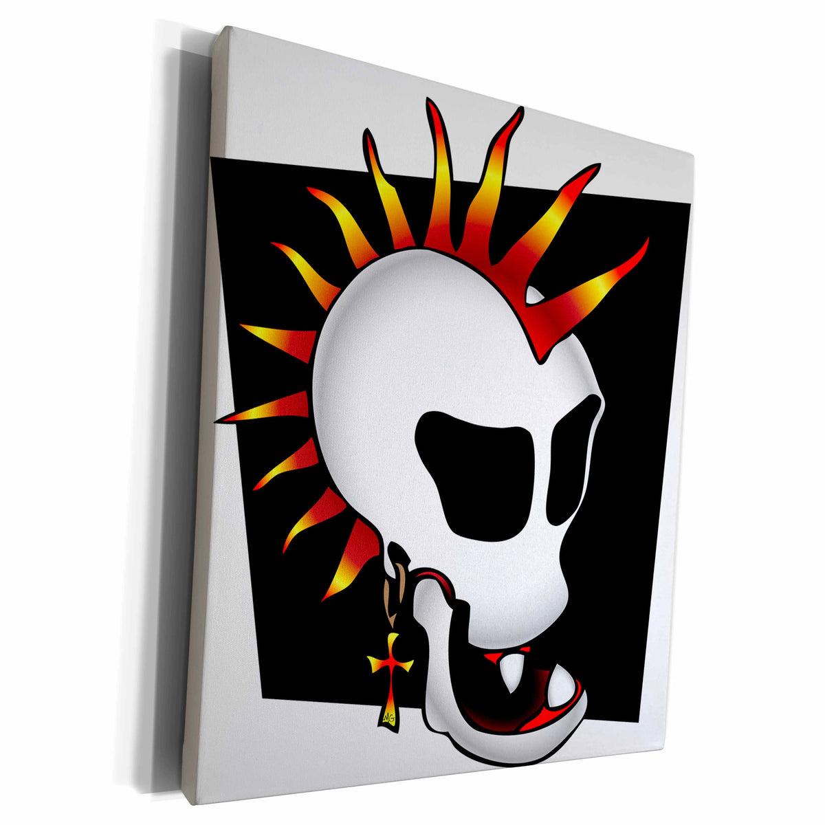 3dRose PUNK SKULL 1 on transparent - Museum Grade Canvas Wrap (cw_24043)