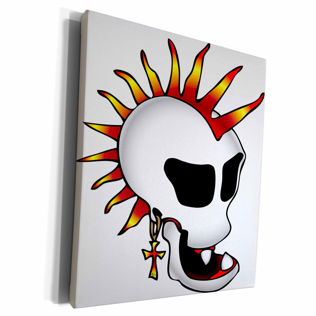3dRose PUNK SKULL 2 on transparent - Museum Grade Canvas Wrap (cw_24044)