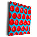 3dRose Monogram Initial L in Red Spots over Blue Background - Museum Grade Canvas Wrap (cw_240940)