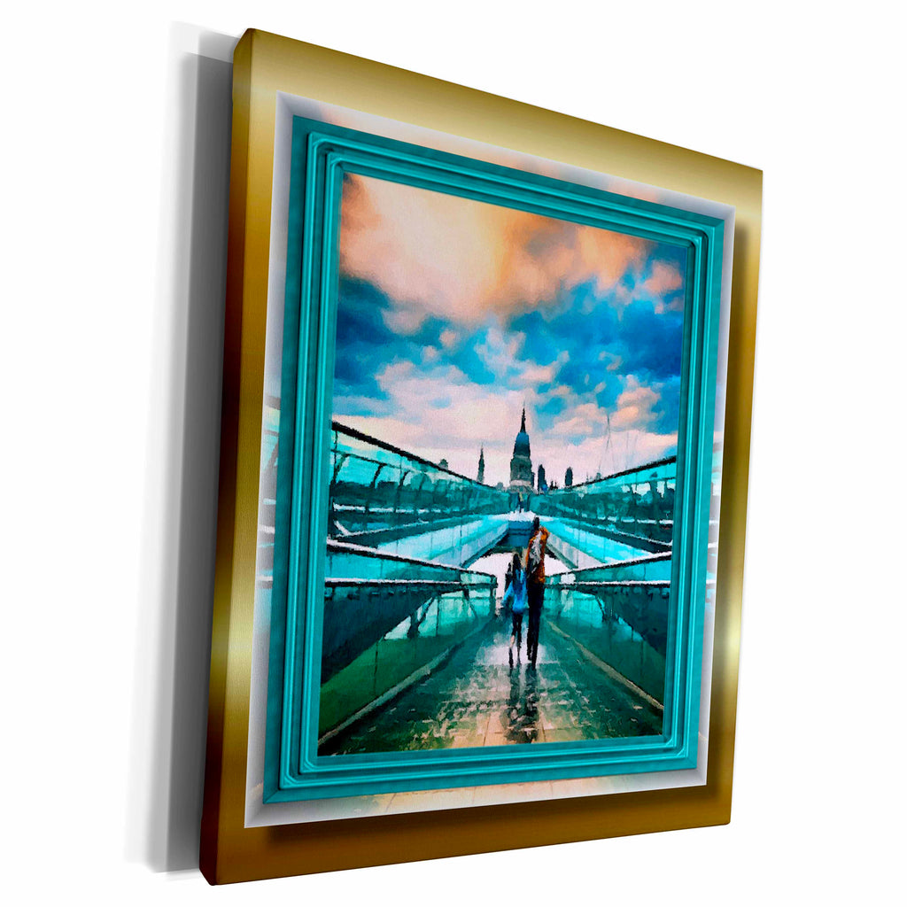 3dRose Walking the Millenium Bridge - Museum Grade Canvas Wrap (cw_24213)