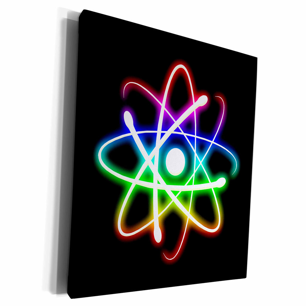 3dRose Atom Symbol glowing on black bacground - Museum Grade Canvas Wrap (cw_24256)