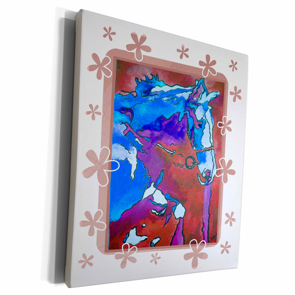 3dRose Taiche Acrylic Art - Animal Horse Blue - Museum Grade Canvas Wrap (cw_24940)