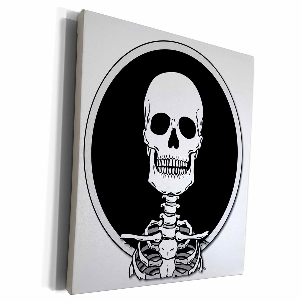 3dRose SKELETONS skull 1 on white - Museum Grade Canvas Wrap (cw_25040)