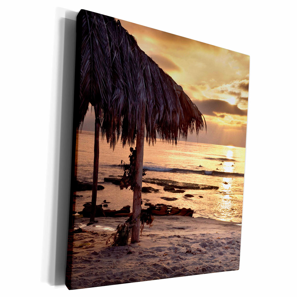 3dRose California, La Jolla, Surf shack, surfers at... - Museum Grade Canvas Wrap (cw_250622)