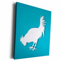 3dRose White Rooster on Blue Background - Museum Grade Canvas Wrap (cw_251873)