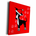 3dRose Cute Black Italian Greyhound Red with Santa Hat - Museum Grade Canvas Wrap (cw_25375)