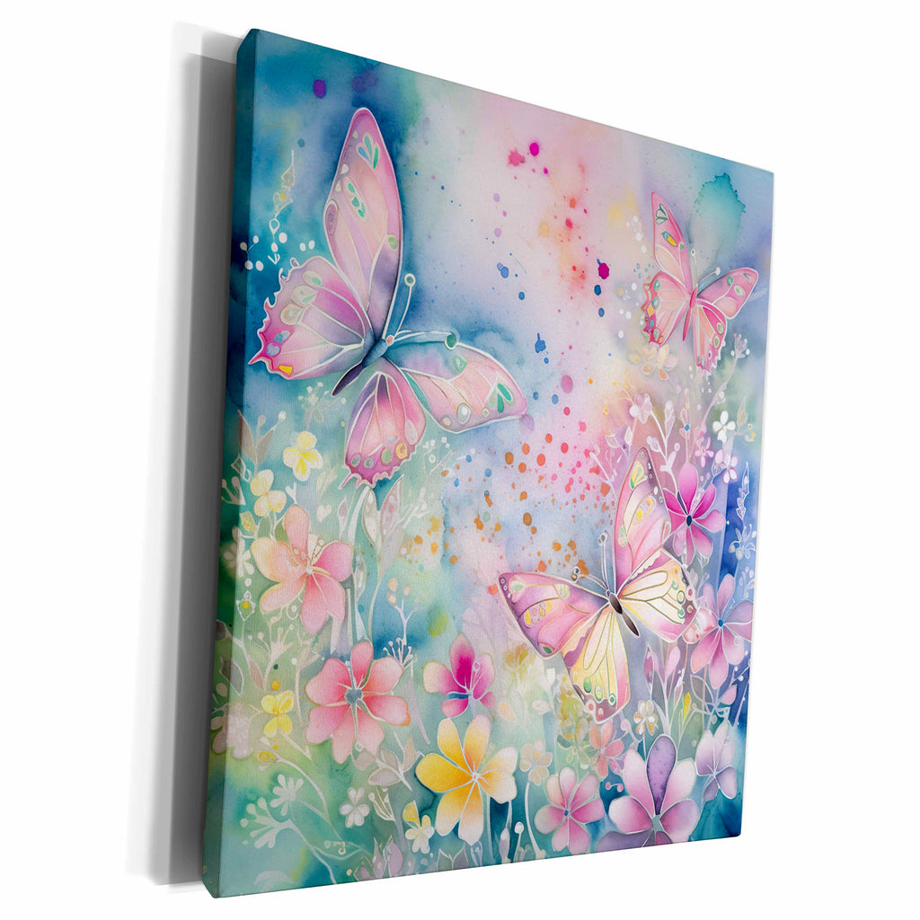 3dRose Pretty Whimsical Butterfly Background - Museum Grade Canvas Wrap (cw-382753)
