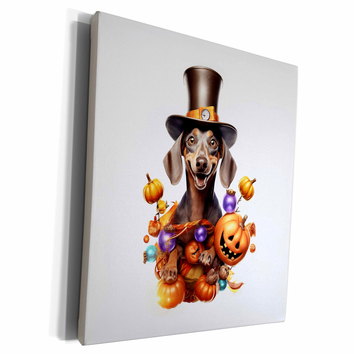 3dRose Halloween Dachshund dressed as a magic wizard - Museum Grade Canvas Wrap (cw-382906)