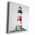 3dRose Red and White Lighthouse Illustration - Museum Grade Canvas Wrap (cw-383331)