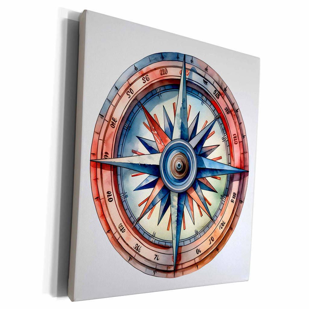 3dRose Nautical Compass Illustration - Museum Grade Canvas Wrap (cw-383332)