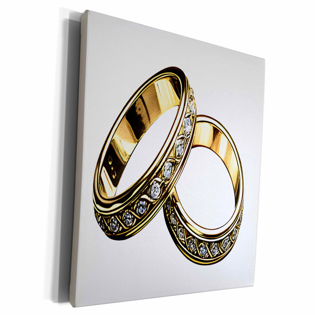 3dRose Pretty Wedding Rings Illustration - Museum Grade Canvas Wrap (cw-383652)