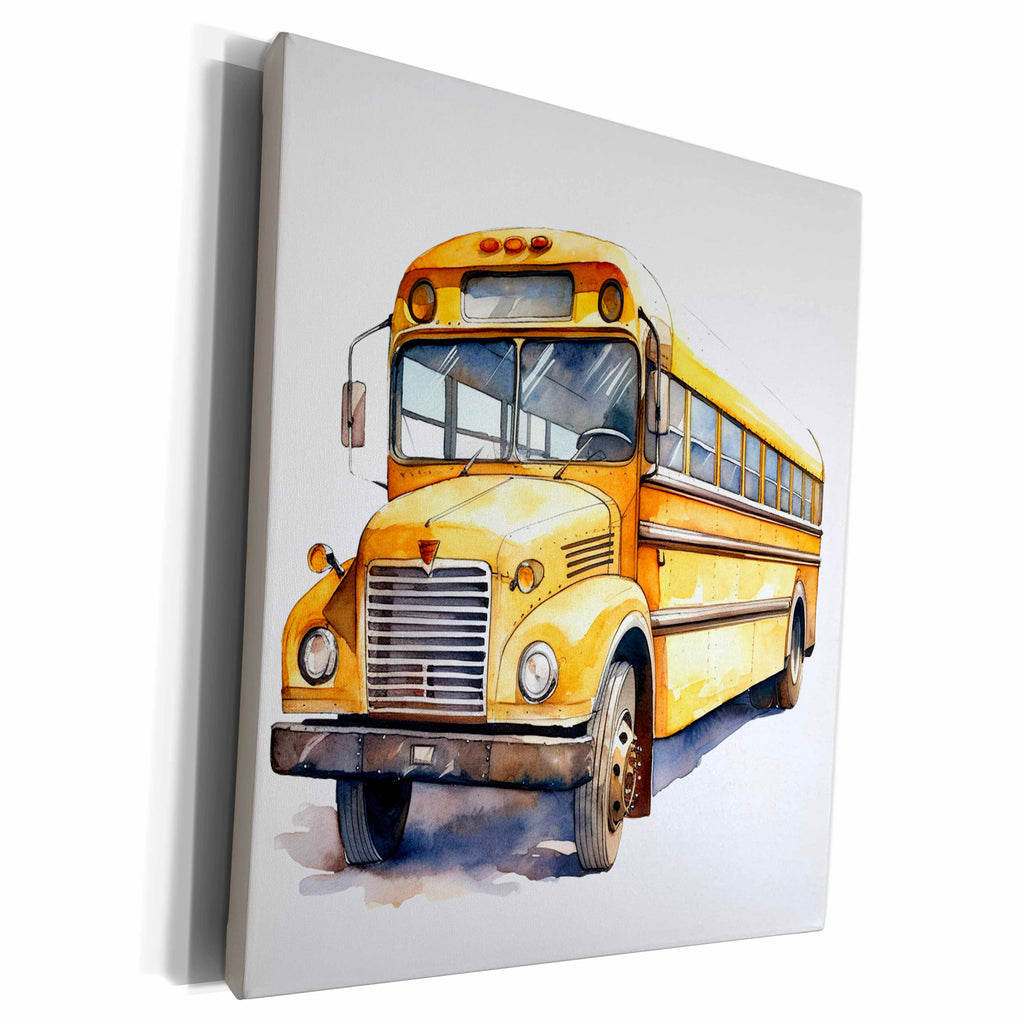 3dRose School Bus Illustration - Museum Grade Canvas Wrap (cw-383678)