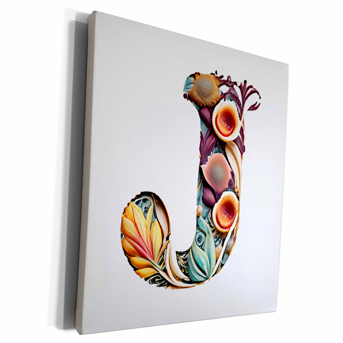 3dRose Boho Floral Monogram Initial J - Museum Grade Canvas Wrap (cw-383736)