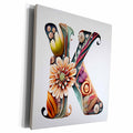 3dRose Boho Floral Monogram Initial K - Museum Grade Canvas Wrap (cw-383737)