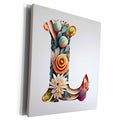 3dRose Boho Floral Monogram Initial L - Museum Grade Canvas Wrap (cw-383738)