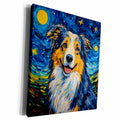 3dRose Australian Shepherd portrait in Post-Impressionism... - Museum Grade Canvas Wrap (cw-383842)