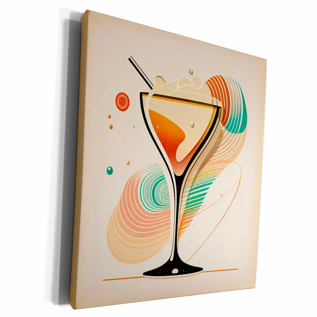 3dRose Mid-century modern lines frame this martini artwork - Museum Grade Canvas Wrap (cw-383946)