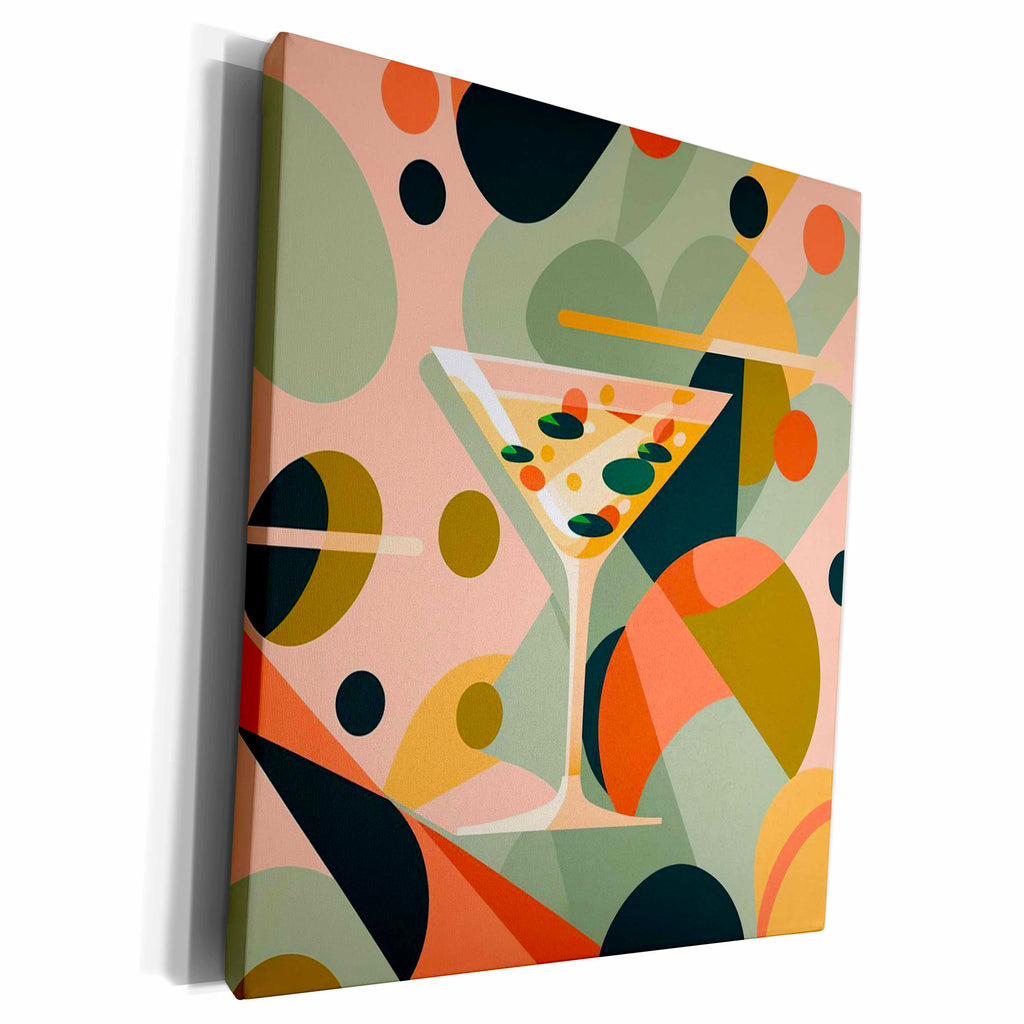 3dRose Mid-century modern whimsy meets martini delight - Museum Grade Canvas Wrap (cw-383957)
