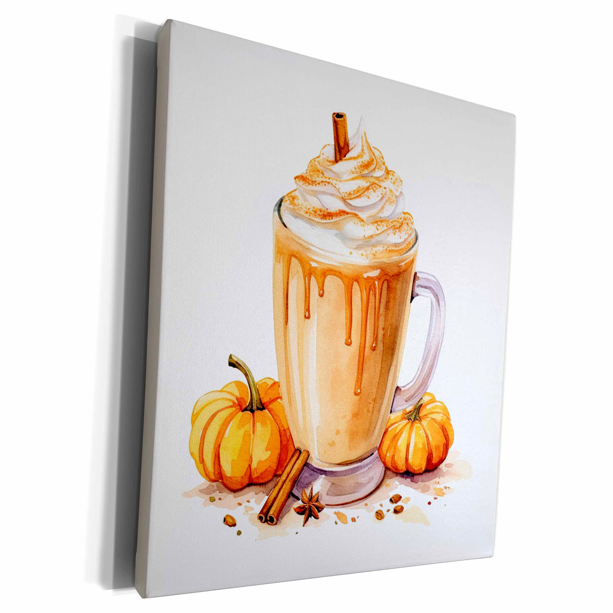 3dRose Pumpkin Spice Latte Illustration - Museum Grade Canvas Wrap (cw-384080)