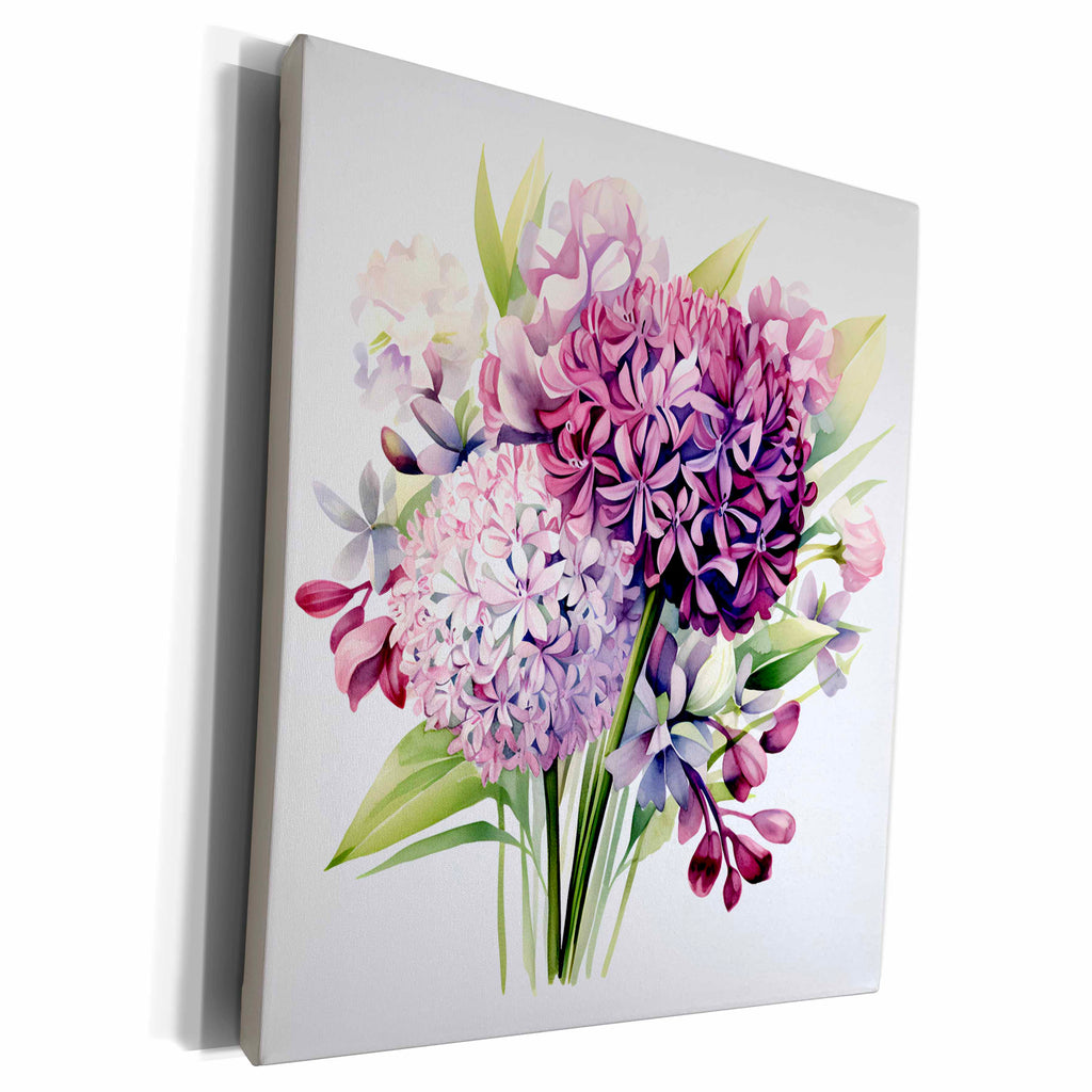 3dRose Pretty Allium and Primrose Illustration - Museum Grade Canvas Wrap (cw-384103)