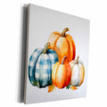 3dRose Cute Plaid and Orange Pumpkin Illustration - Museum Grade Canvas Wrap (cw-384105)
