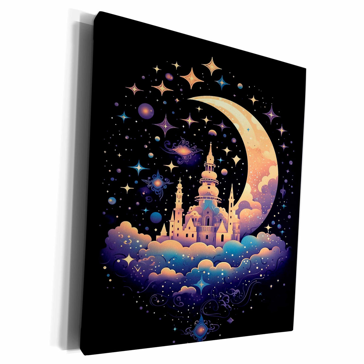 3dRose Moroccan Fantasy Night Casle Background - Museum Grade Canvas Wrap (cw-384191)
