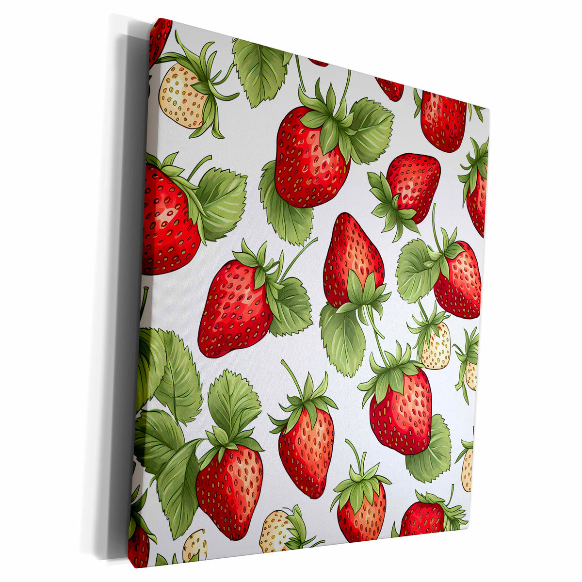 3dRose Cute Strawberry Background - Museum Grade Canvas Wrap (cw-384278)