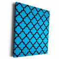 3dRose Quatrefoil Pattern in Black Outline On Blue - Museum Grade Canvas Wrap (cw-384282)