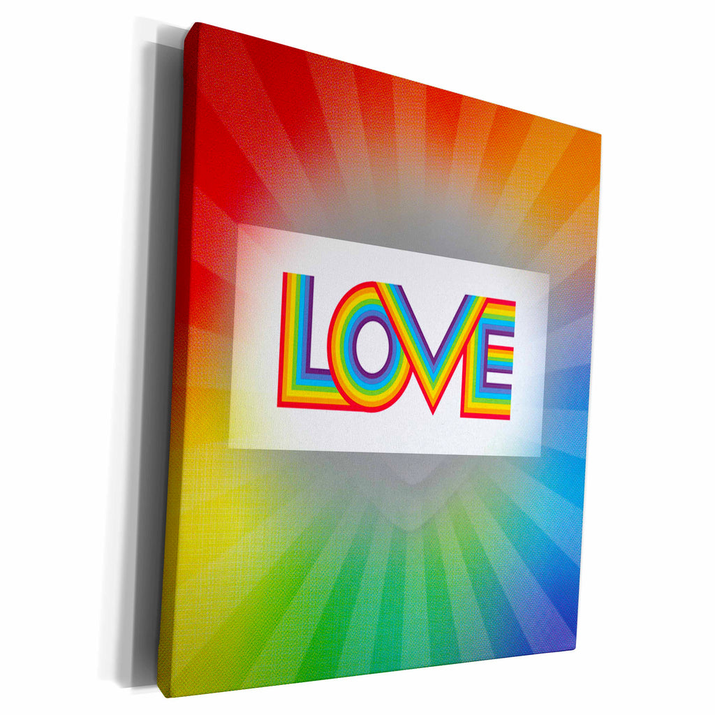 3dRose Rainbow colored accented LOVE symbol - Museum Grade Canvas Wrap (cw-384407)