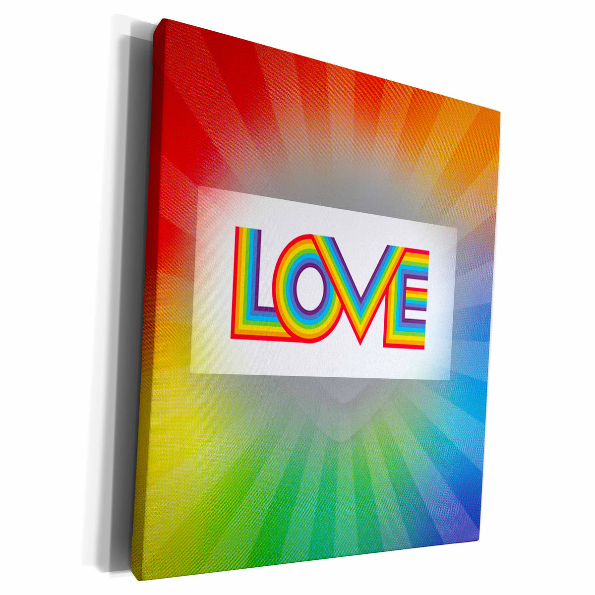 3dRose Rainbow colored accented LOVE symbol - Museum Grade Canvas Wrap (cw-384407)