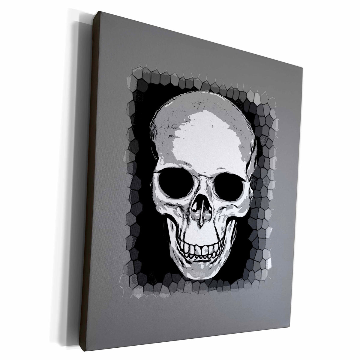 3dRose Vector Skull Cranium With Grungy Geometric Background - Museum Grade Canvas Wrap (cw-384907)