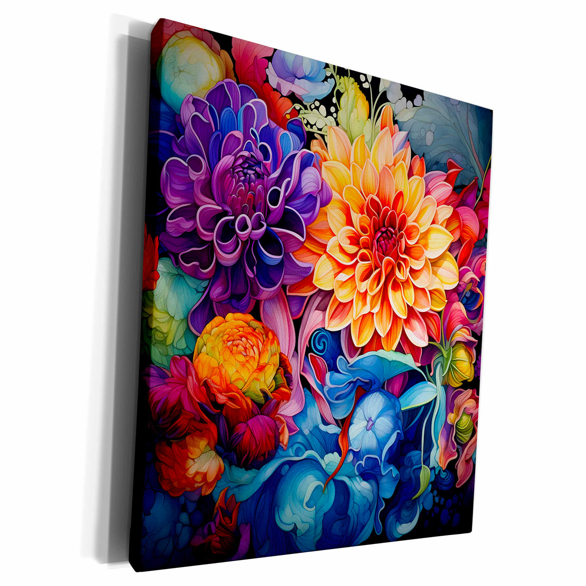3dRose Vibrant abstract floral design - Museum Grade Canvas Wrap (cw-385169)