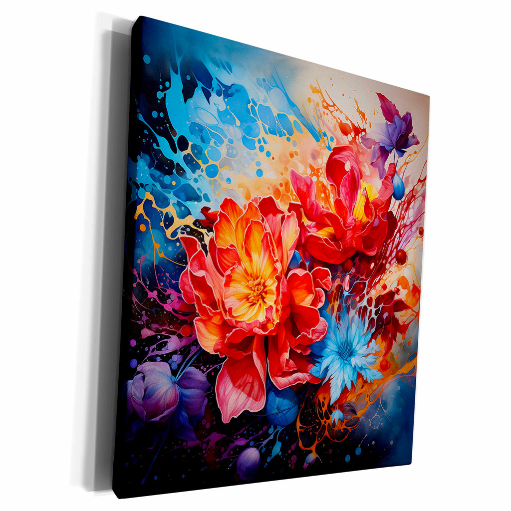 3dRose Vibrant abstract floral design - Museum Grade Canvas Wrap (cw-385171)