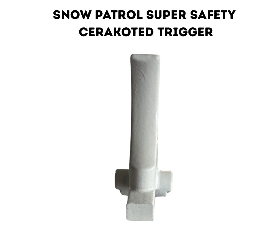 Snow Patrol White Cerakote Trigger Supply: Super Safety – S7 Tool Steel – Curved Trigger | AR-15 USA Made