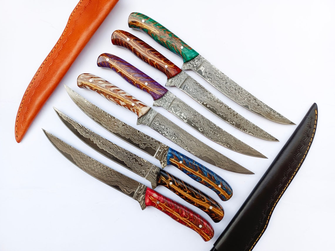 Custom Handmade Damascus Fillet Knife – 8” Razor-Sharp Precision with Resin Handle